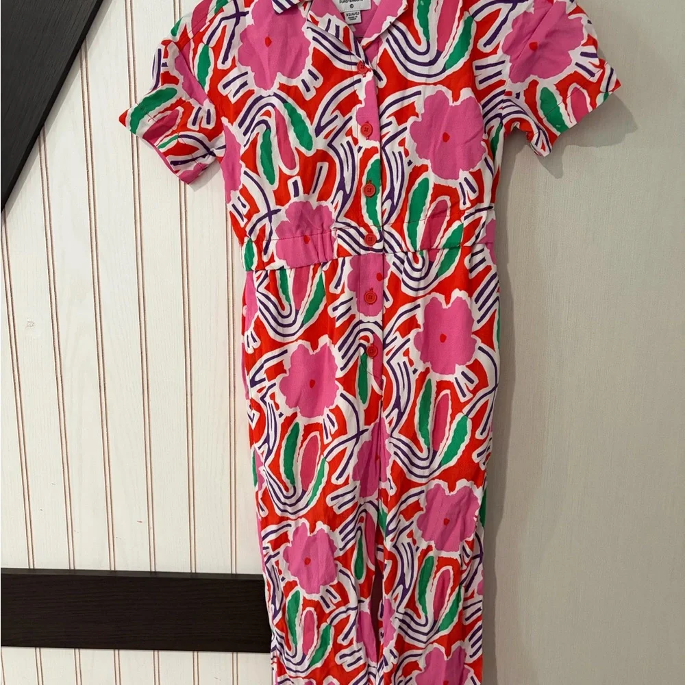 Diane Von Furstenberg XS 4-5 Girls Pink Floral Groove Button Front For Target